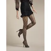 Fiore Claudia zwarte animal print panty maat S