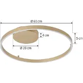 LUCANDE Slimme plafondlamp Moise, dimbaar, messing / goud, Woon-/ Eetkamer, Aluminium, Modern, Slimme plafondlamp