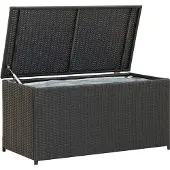 vidaXL Tuinbox met wielen 190 L poly rattan bruin
