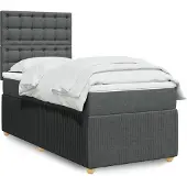 vidaXL Boxspring met matras stof donkergrijs 200x200 cm
