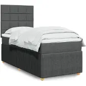 vidaXL Boxspring met matras stof donkergrijs 140x190 cm