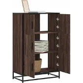 vidaXL Hoge kast 68x35x106,5 cm bewerkt hout en metaal grijs sonoma