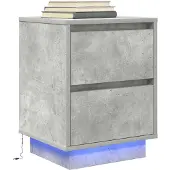 vidaXL Nachtkastjes met led-verlichting 2 st 38x34x50 cm oud hout
