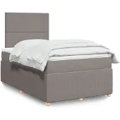 vidaXL Boxspring met matras stof taupe 200x200 cm