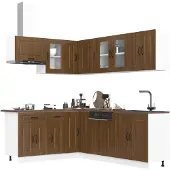 vidaXL 11-delige Keukenkastenset Kalmar bewerkt hout glanzend wit
