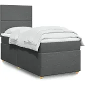 vidaXL Boxspring met matras stof donkergrijs 180x200 cm