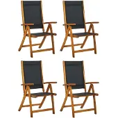 vidaXL Tuinstoelen inklapbaar 8 st massief acaciahout en textileen