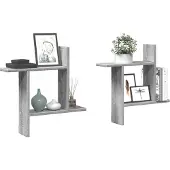 vidaXL Wandschappen 2 st 38x12x38 cm bewerkt hout artisanaal eiken