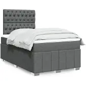 vidaXL Boxspring met matras stof donkergrijs 140x200 cm