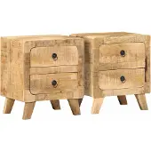 vidaXL Nachtkastje 40x32x46 cm massief ruw mangohout