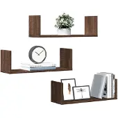 vidaXL Wandschappen 3 st 80x18x18 cm bewerkt hout sonoma eikenkleurig