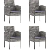 vidaXL Tuinstoelen 2 st met zwarte kussens poly rattan zwart