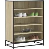 vidaXL Schoenenkast 75x38x97,5 cm bewerkt hout en metaal zwart