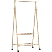 vidaXL Kledingrek met schappen 132x45,5x150,5 cm bamboe