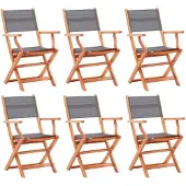 vidaXL Tuinstoelen inklapbaar 4 st eucalyptushout en textileen zwart