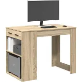 vidaXL Bureau met lade en plank 102x62x77,5 cm bewerkt hout wit