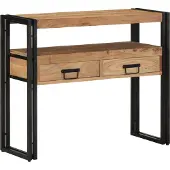 vidaXL Wandtafel met lade Bruin 90 x 33 x 75 cm Massief Acacia Hout