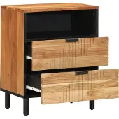 vidaXL Nachtkastje met lade Bruin 50 x 33 x 62 cm Massief acaciahout