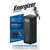 Energizer Akku Powerbank, 27.000mAh, XP27000PD, zwart, Ultimate, 1x USB-A / 2x USB-C PD, 140W, detailhandel