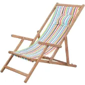 vidaXL Strandstoel inklapbaar stof en houten frame meerkleurig