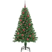 vidaXL Kunstkerstboom Groen 150 cm PVC en Staal en Kunststof