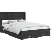 vidaXL Bedframe met opbergruimte en hoofdbord Zwart 135 x 190 cm
