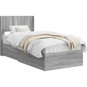 vidaXL Bedframe met opbergruimte en hoofdbord Grijs Sonoma