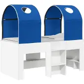 vidaXL Bed met Tunnel 3 st Wit en Blauw Bewerkt hout