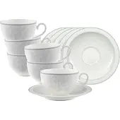 Villeroy & Boch Cappuccinotassen mit Untertassen Gray Pearl 310 ml Set van 6