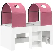 vidaXL Bed met Tunnel 3 st Wit en Roze Bewerkt hout