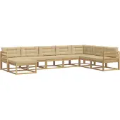 vidaXL Buiten bank set 8 st Wit en Beige