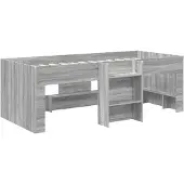 vidaXL Kinderhoogslaper Grijs Sonoma 90 x 190 cm Bewerkt hout