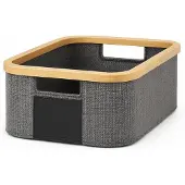 Alpina Opbergmand Bamboe – Opbergsysteem met Handgrepen 38x26x16cm – Bamboe Mand voor Badkamer, Woonkamer en Kast