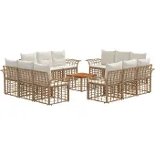vidaXL Buiten bank set 13 st Natuurlijk en Crème Wit Polyester