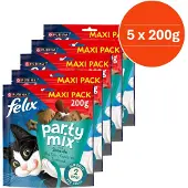 Felix Party Mix Seaside - Kattensnacks - Kattensnoepjes - Zalm Koolvis &amp; Forel- 5 x 200 g