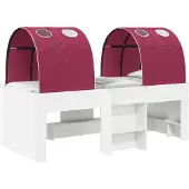 vidaXL Bed met Tunnel 3 st Wit en Rood Bewerkt hout