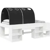 vidaXL Jeugdbed Frame Hoog met Opbergruimte 3 st Wit en zwart