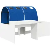 vidaXL Kinderhoogslaper met bureau 3 st Wit en Blauw Bewerkt hout