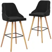 Prolenta Maison Exclusive - 2 barkrukken, zwart, fluweel