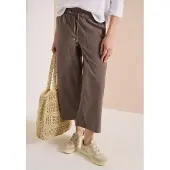 Cecil Dames 3/4 Wide Legs broek in seersucker kwaliteit - Beige - XXL