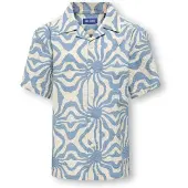 Only & Sons Junior Overhemd 'OSJCRUZ' beige / blauw