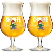 La Chouffe Bierglazen 250 ml - Set van 2 glazen - Speciaalbier serveren - Koude dranken genieten - Vaatwasserbestendig - Helder glas - Hoogte 160 mm - Glaswerk - Bierglazen