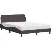 vidaXL Bed met matras "Dover" stof donkerbruin 120x200 cm