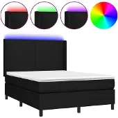 vidaXL Boxspring met matras en LED stof zwart 140x200 cm