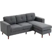 HOMCOM Hoekbank-Polyester-192L x 137B x 84H cm-Donkergrijs
