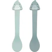Trixie Lepel 2-pack - Mr. Shark - Siliconen Babylepels met RVS - Vanaf 4 Maanden - Geschikt voor Vaatwasser & Oven