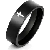 LGT JWLS Zwarte stalen mannen ring LGT Jewels met Kruis-21mm