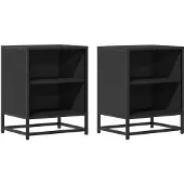 vidaXL Nachtkastjes 2 st 40x31x50 cm bewerkt hout en metaal zwart