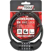 AW Tools - Fietskettingvergrendeling AW3180 (120 cm x 10 mm) (Zwart)
