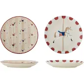 Bloomingville Draaimolen bord Ø16 cm 2 delen Beige-rood